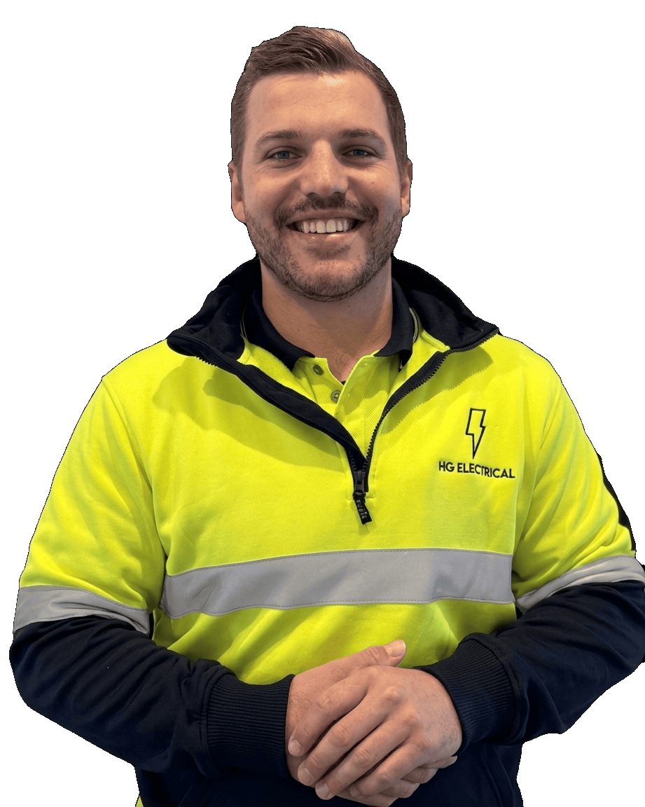 Cam Hawker-Guilford of HG Electrical in his hi-vis, smiling